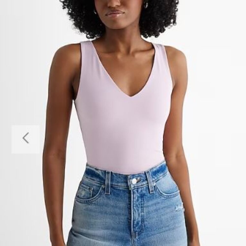 New Express Body Contour High Compression Double V-Neck Tank - size XL